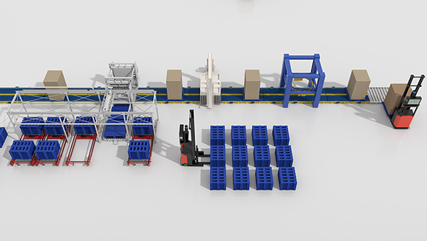 Corrugated Cardboard Handling & Conveying System (Finished Carton Strapping & Wrapping)